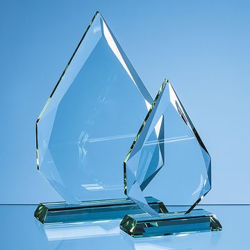 23cm x 16cm x 19mm Jade Glass Facetted Diamond Peak Award