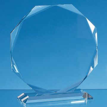 19cm x 19cm x 15mm Clear Glass Facetted Octagon Award