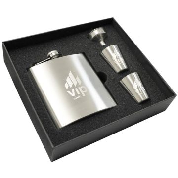 Troyes Hip Flask Set with 2 Shot Glasses
