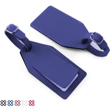 Angled Luggage Tag With Security Flap, Finished In Como A Quality Recycled Vegan Material