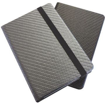 Carbon Fibre Textured A5 Casebound Notebook With Elastic Strap