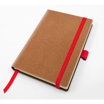 Palma Natural Recycled Leather Pocket Casebound Notebook With Elastic Strap & Pen Loop