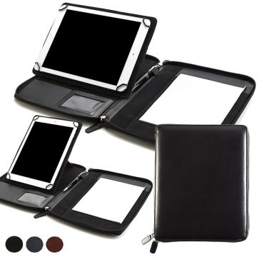 Sandringham Nappa Leather A5 Zipped Adjustable Tablet Holder With A Multi Position Tablet Stand