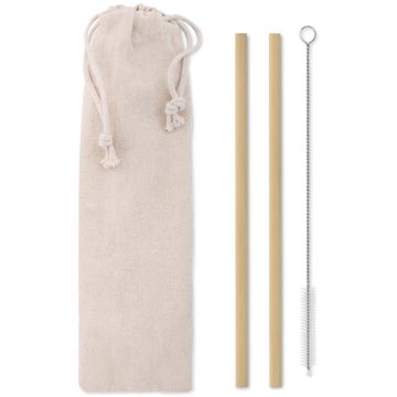 Natural Straw Bamboo Straw With Brush In Pouch