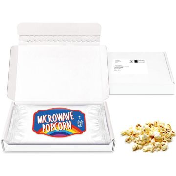 Gift Boxes – Mini White Postal Box - Microwave Popcorn - PAPER LABEL