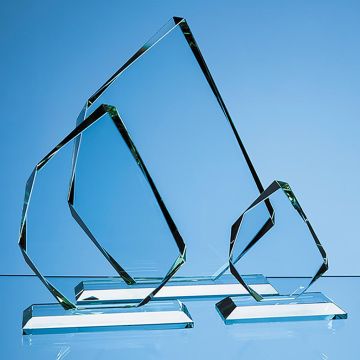 28cm x 20.5cm x 15mm Jade Glass Facetted Ice Peak Award