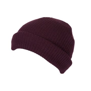 Short Ribbed Beanie With Turn Up