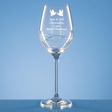 Single Diamante Wine Glass with Spiral Design Cutting