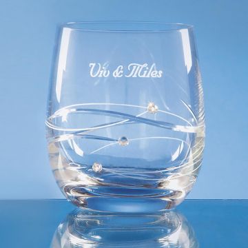 Single Diamante Whisky Tumbler with Spiral Design Cutting