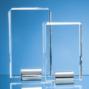 20cm Optical Crystal Rectangle mounted on a Chrome Stand