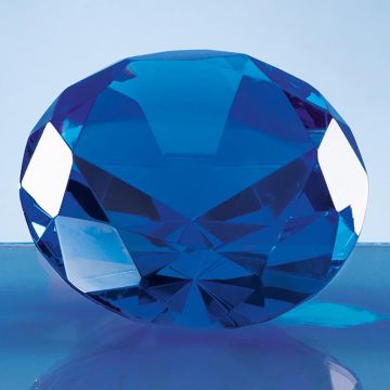 8cm Optical Crystal Blue Diamond Paperweight