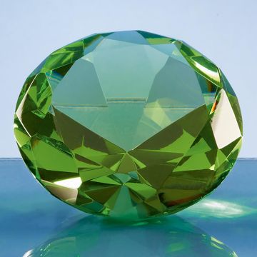 8cm Optical Crystal Green Diamond Paperweight