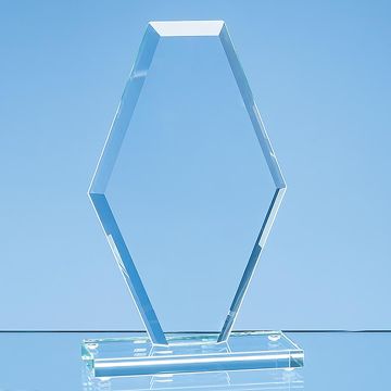 20cm x 12cm x 1cm Jade Glass Bevelled Edge Clipped Diamond Award