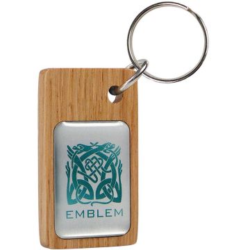 Real Wood Single Sided Keyring With Metal Insert