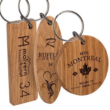 Real Wood Single Sided Engraved Keyrings, Large