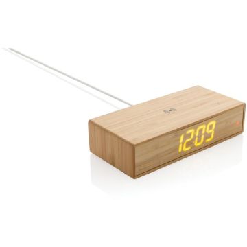 Bamboo Alarm Clock With 5W Wireless Charger - brown - main image