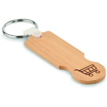 Bamboo Euro Token Key Ring - Wood - item picture front