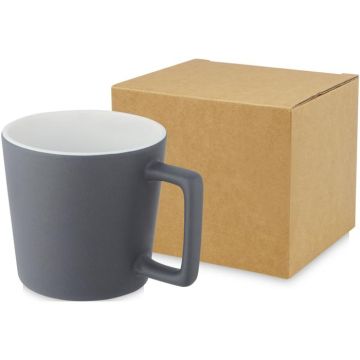 Cali 370 ml Ceramic Mug With Matt Finish - White, Matted Grey - image main