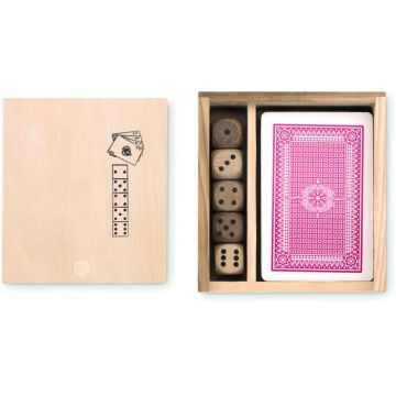 Cards And Dices In Box - Wood - item picture front