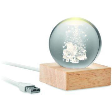 Christmas LED Glass Ball - Wood - item picture front