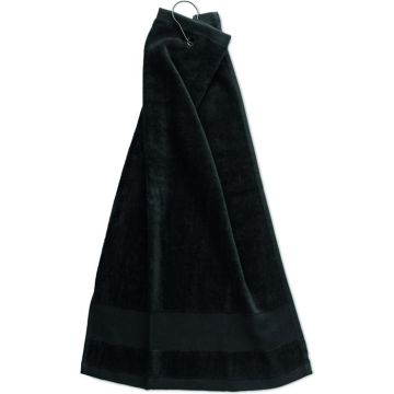 Cotton Golf Towel With Hanger - Black - item picture front