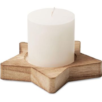 Lotus Candle On Star Wooden Base