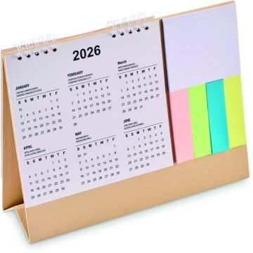 Desk Calendar With Memo Pad - Beige - item picture front