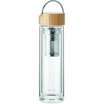 Double Wall Glass Bottle 400ml - Transparent - item picture front