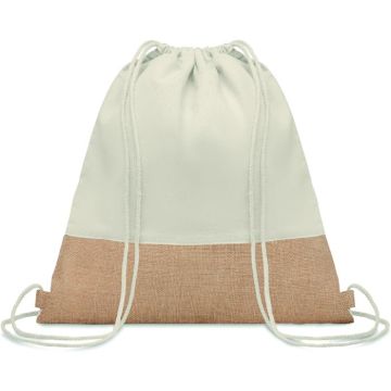 Drawstring Bag W/ Jute Details - Beige - item picture front