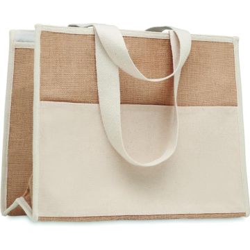 Jute And Canvas Cooler Bag - Beige - item picture front