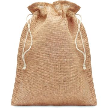 Jute Small Jute Gift Bag 14 X 22 cm - Beige - item picture front