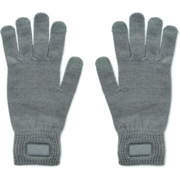 Knitted Gloves In RPET - Stone Grey - item picture front