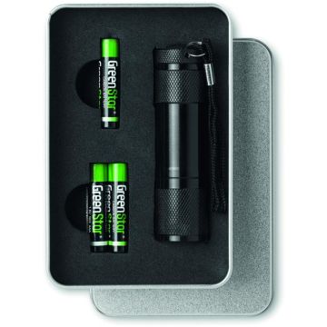 Led Torch In Tin Box - Black - item picture front