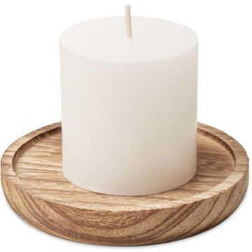 Pentas Candle On Round Wooden Base