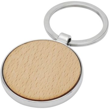Moreno Beech Wood Round Keychain - Natural - image main
