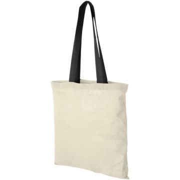 Nevada 100 g/m² Cotton Tote Bag Coloured Handles 7L - Natural, Black - image main