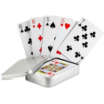 Playing Cards In Tin Box - Matt Silver - item picture front