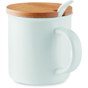 Porcelain Mug With Spoon - White - item picture front
