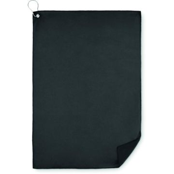 RPET Golf Towel With Hook Clip - Black - item picture front