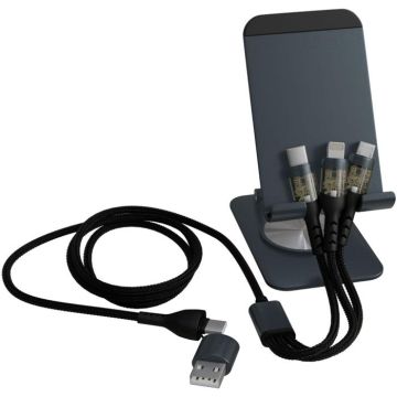 SCX.Design O32 Foldable Phone Stand With 3-In-1 Charging Cable - Gun metal - image main
