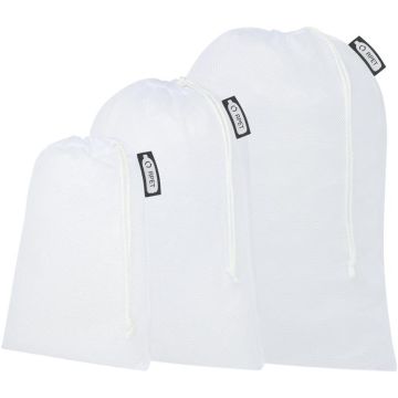Set Of 3 Recycled Polyester Grocery Bags - White - image main