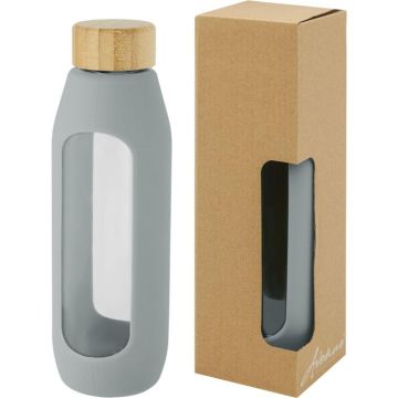 Tidan 600 ml Borosilicate Glass Bottle With Silicone Grip - Grey - image main