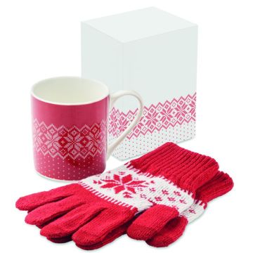 Winter Gift Mug And Gloves Set - Red - item picture front