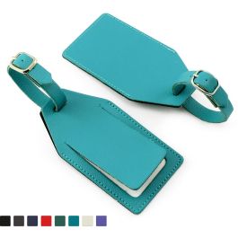 Recycled Eleather Rectangular Luggage Tag With Security Flap
