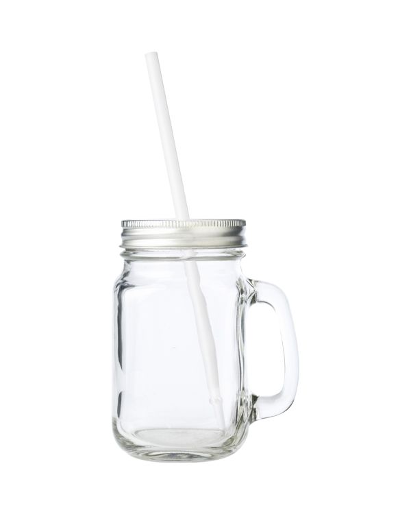 Glass Mason Drinking Jar With Handle