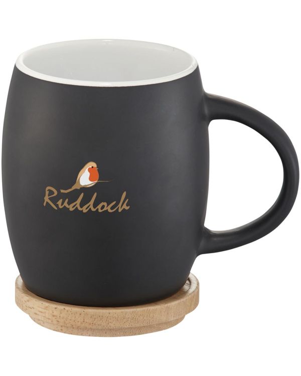 Hearth 400 ml Ceramic Mug With Wooden Coaster