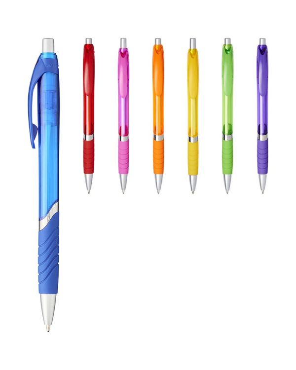 Turbo Translucent Ballpoint Pen With Rubber Grip