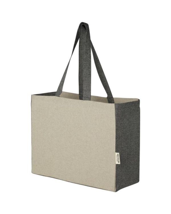 Pheebs 190 g/m² Recycled Cotton Gusset Tote Bag With Contrast Sides 18L