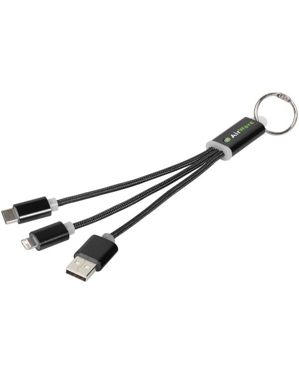 Metal 3-In-1 Charging Cable With Keychain