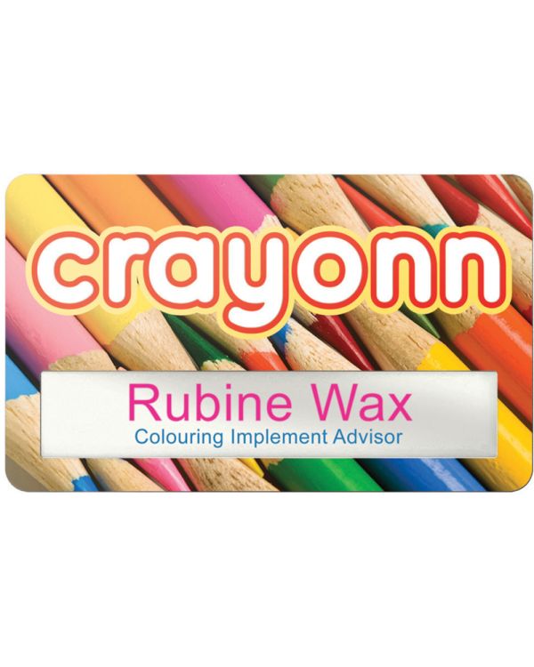 Metal faced reusable name window badges